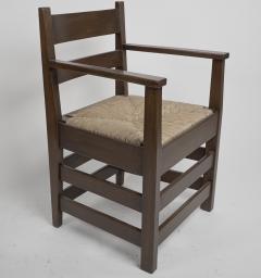 Mackay Hugh Baillie Scott M H Baillie Scott by J P White Arts Crafts walnut armchair with new rush seat - 4185701