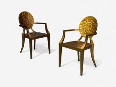 Made Goods Hammered Gilt Iron Six Daphne Dining Chairs Philippines 21st C  - 4283258
