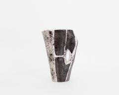 Mado Jolain Mado Jolain French Ceramic Vase with Abstract Drawings Black White and Grey - 2056027