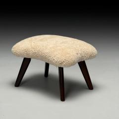 Madsen Sch bel Madsen Schubell Attr Danish Modern Organic Form Footstool Shearling 1960s - 3957027