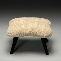 Madsen Sch bel Madsen Schubell Attr Danish Modern Organic Form Footstool Shearling 1960s - 3957028