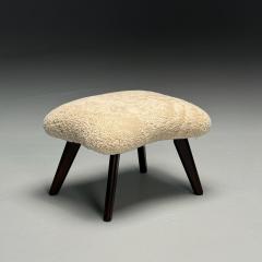 Madsen Sch bel Madsen Schubell Attr Danish Modern Organic Form Footstool Shearling 1960s - 3957029