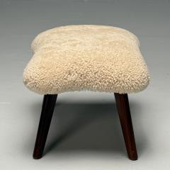 Madsen Sch bel Madsen Schubell Attr Danish Modern Organic Form Footstool Shearling 1960s - 3957031