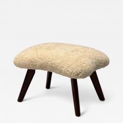 Madsen Sch bel Madsen Schubell Attr Danish Modern Organic Form Footstool Shearling 1960s - 3957265