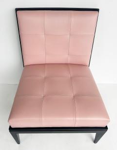 Magni Home Plaza Slipper Lounge Chairs Pink Lambskin Upholstery Ebonized Wood - 4437309