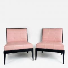 Magni Home Plaza Slipper Lounge Chairs Pink Lambskin Upholstery Ebonized Wood - 4439307