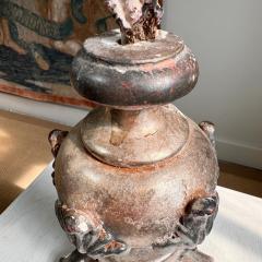 Magnificent 18th Century Italian Wood and Gesso Altar Vase in Rose Silver - 4084251