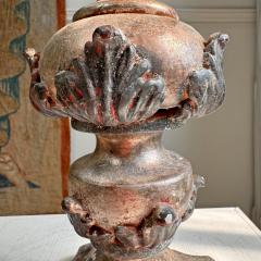 Magnificent 18th Century Italian Wood and Gesso Altar Vase in Rose Silver - 4084252