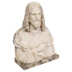 Magnificent 19th Century Italian Alabaster Bust Sculpture of Holy Jesus Christ - 2267442