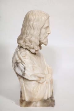 Magnificent 19th Century Italian Alabaster Bust Sculpture of Holy Jesus Christ - 2267446