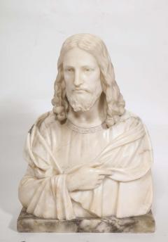 Magnificent 19th Century Italian Alabaster Bust Sculpture of Holy Jesus Christ - 2267447