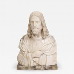 Magnificent 19th Century Italian Alabaster Bust Sculpture of Holy Jesus Christ - 2268534