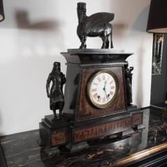 Magnificent Bronze Mounted and Marble Mantel Clock in the Assyrian Revival Style - 1580599