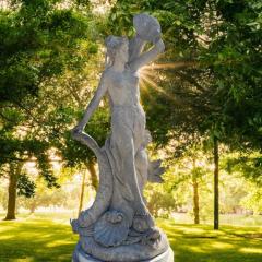 Magnificent Italian Fountain Sculpture of Goddess with Delphines - 4625267