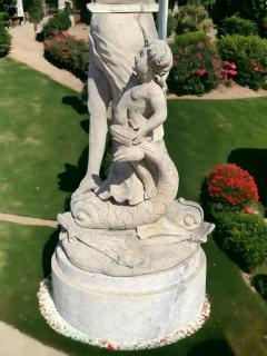 Magnificent Italian Fountain Sculpture of Goddess with Delphines - 4625269