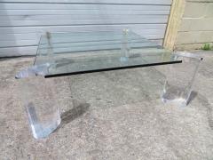 Magnificent Karl Springer Style Faceted Lucite Pillar Coffee Table Midcentury - 1507224
