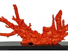 Magnificent Large Chinese Carved Coral Figural Group Seven Figures with Fish - 4092484