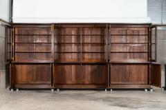 Magnificent Monumental English 19thC Carved Oak Breakfront Glazed Bookcase - 4211160