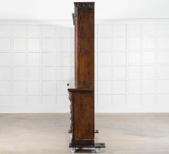 Magnificent Monumental English 19thC Carved Oak Breakfront Glazed Bookcase - 4211163