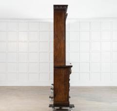 Magnificent Monumental English 19thC Carved Oak Breakfront Glazed Bookcase - 4211164