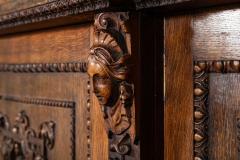 Magnificent Monumental English 19thC Carved Oak Breakfront Glazed Bookcase - 4211166