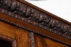 Magnificent Monumental English 19thC Carved Oak Breakfront Glazed Bookcase - 4211168