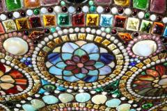 Magnificent Stained Tiffany Leaded Glass Ceiling Chandelier Mount circa 1960 - 936455