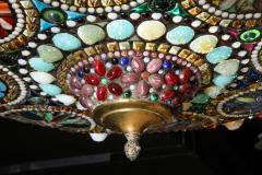 Magnificent Stained Tiffany Leaded Glass Ceiling Chandelier Mount circa 1960 - 936460