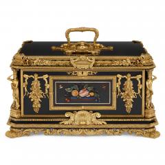 Magnificent and large ormolu and hardstone mounted ebonised wood casket - 2876702
