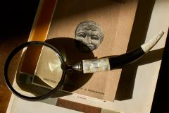 Magnifying Glass in Mother of Pearl and Solid Wood 1920s - 4394824