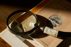 Magnifying Glass in Mother of Pearl and Solid Wood 1920s - 4394988
