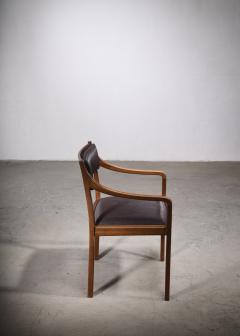 Mahogany Armchair with Black Horsehair Upholstery Denmark 1950s - 2595286