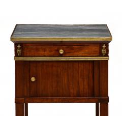 Mahogany Brass and Marble Nightstand Italy 19th C  - 3435036
