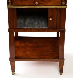 Mahogany Brass and Marble Nightstand Italy 19th C  - 3435037