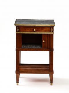 Mahogany Brass and Marble Nightstand Italy 19th C  - 3435038