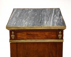 Mahogany Brass and Marble Nightstand Italy 19th C  - 3435050