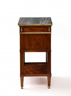 Mahogany Brass and Marble Nightstand Italy 19th C  - 3435051