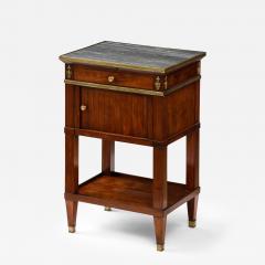 Mahogany Brass and Marble Nightstand Italy 19th C  - 3436158