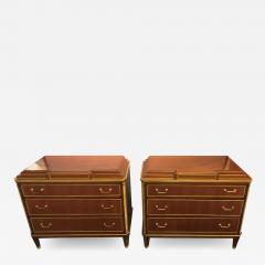 Mahogany Double Step Up Russian Neoclassical Style Commodes Night Stands Pair - 1291451