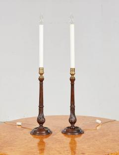 Mahogany Fluted Candlestick Lamps - 3690616