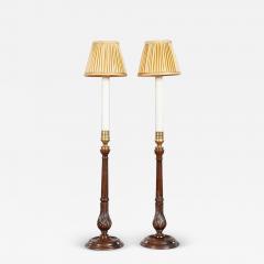 Mahogany Fluted Candlestick Lamps - 3697567