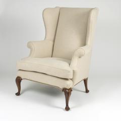 Mahogany Frame Upholstered Wing Chair With Rams Head Carved Legs - 1363659