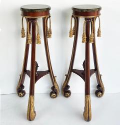 Mahogany Giltwood Pedestals with Carved Tassels Tesselated Stone Tops a Pair - 4571850