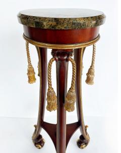 Mahogany Giltwood Pedestals with Carved Tassels Tesselated Stone Tops a Pair - 4571978