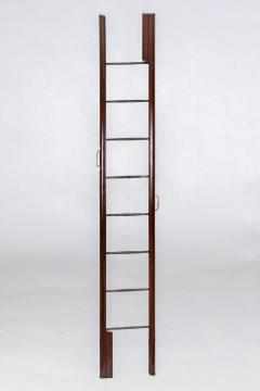 Mahogany Library Pole Ladder with Steel Rungs - 2803555