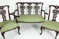 Mahogany Wood Frame Chippendale Style Three Piece Salon Suite - 1131610