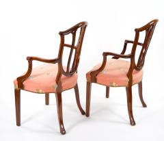 Mahogany Wood Frame Upholstered Hepplewhite Style Ten Dining Chair Set - 3304014