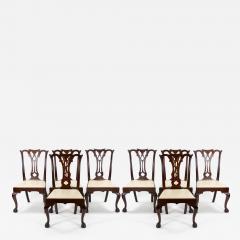 Mahogany Wood Framed 8 Chippendale Style Dining Chairs - 3302608