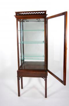 Mahogany Wood Framed Mirrored Back Display Vitrine Cabinet Three Glass Shelves - 3334565