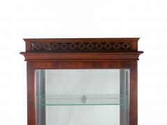 Mahogany Wood Framed Mirrored Back Display Vitrine Cabinet Three Glass Shelves - 3334568